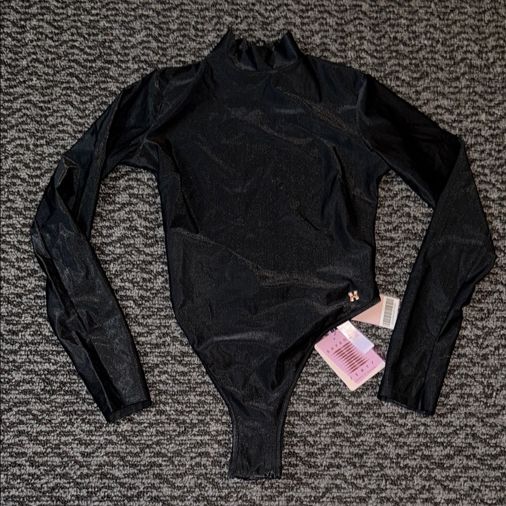 Savage X Fenty Black Long Sleeve Open Back Bodysuit